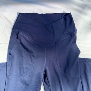 Navy blue crossover flare leggings